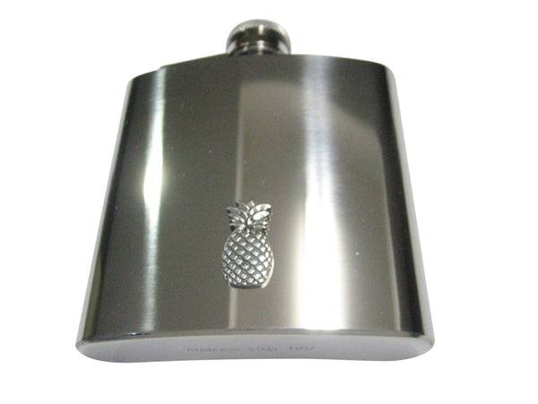 Silver Toned Solid Pineapple Fruit 6oz Flask
