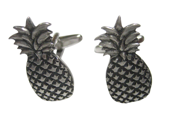 Silver Toned Solid Pineapple Fruit Cufflinks