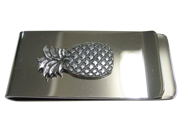 Silver Toned Solid Pineapple Fruit Money Clip