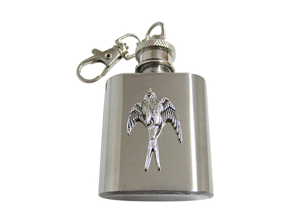 Silver Toned Sparrow Bird 1 Oz. Stainless Steel Key Chain Flask