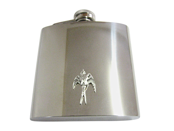 Silver Toned Sparrow Bird 6 Oz. Stainless Steel Flask