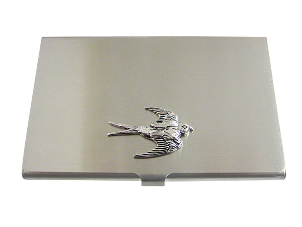 Silver Toned Sparrow Bird Business Card holder