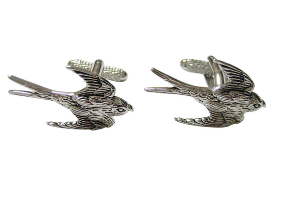 Silver Toned Sparrow Bird Cufflinks
