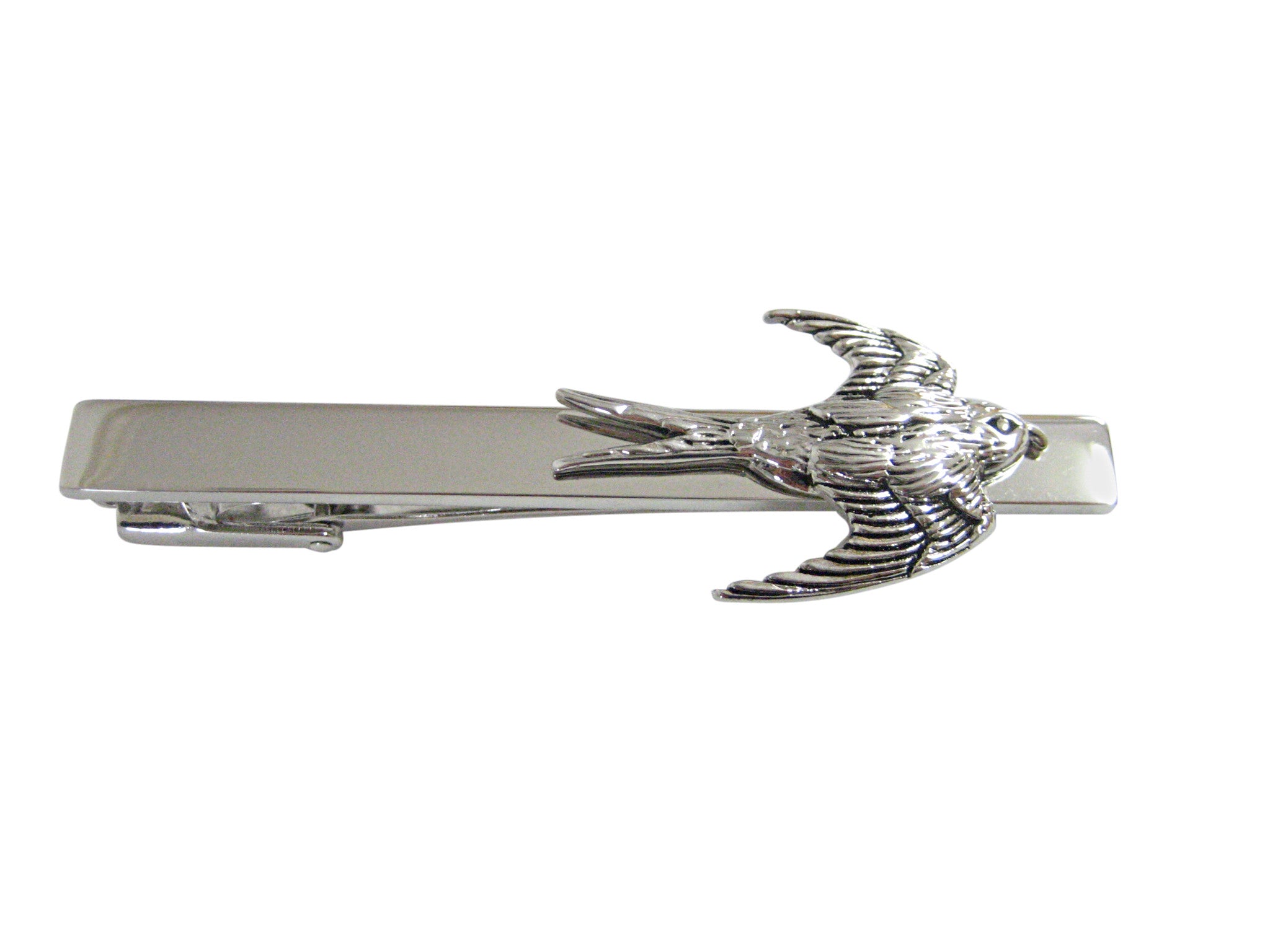 Silver Toned Sparrow Bird Square Tie Clip