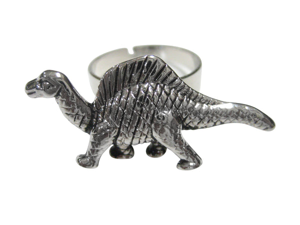Silver Toned Spinosaurus Dinosaur Adjustable Size Fashion Ring