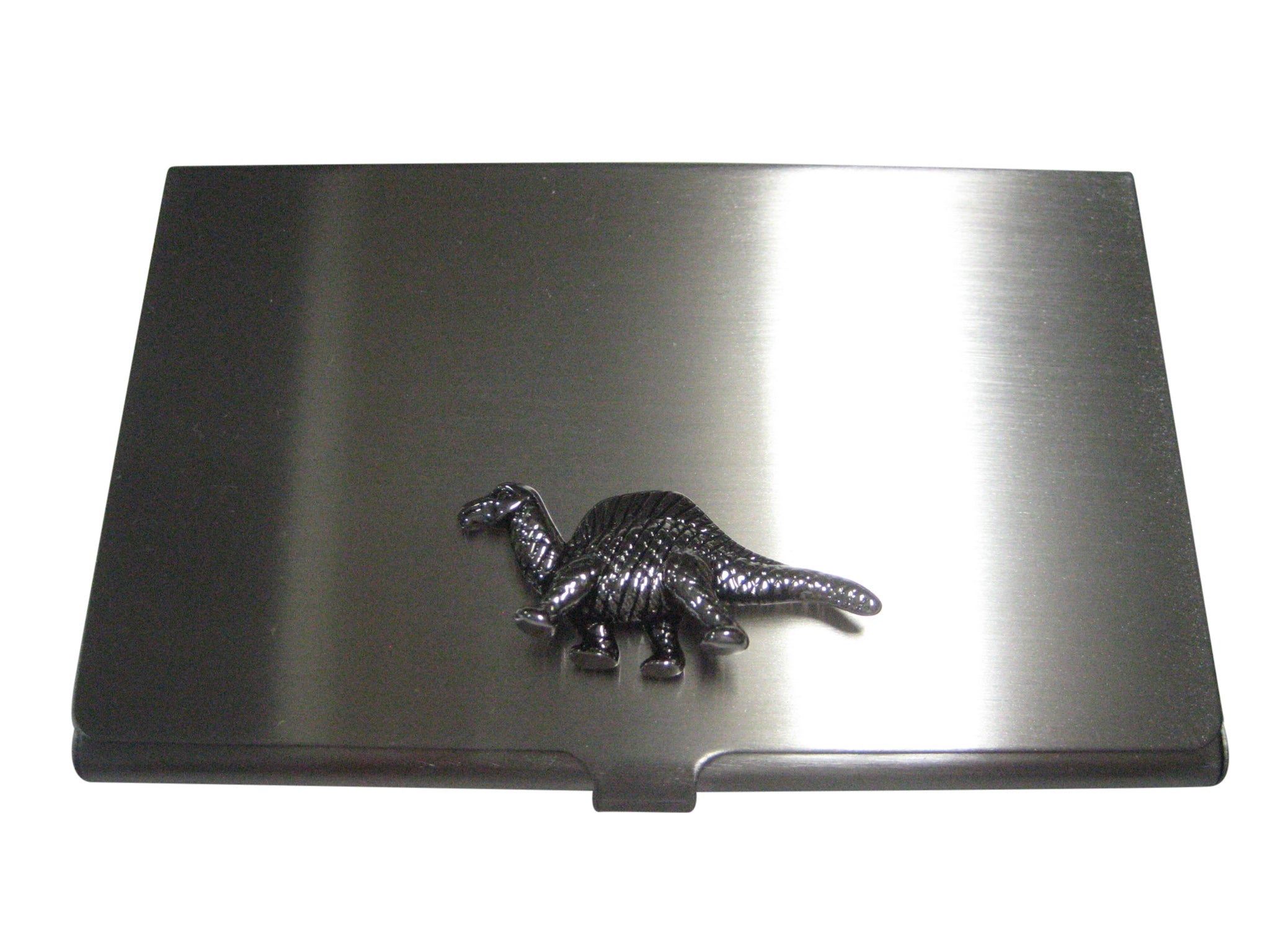 Silver Toned Spinosaurus Dinosaur Business Card Holder