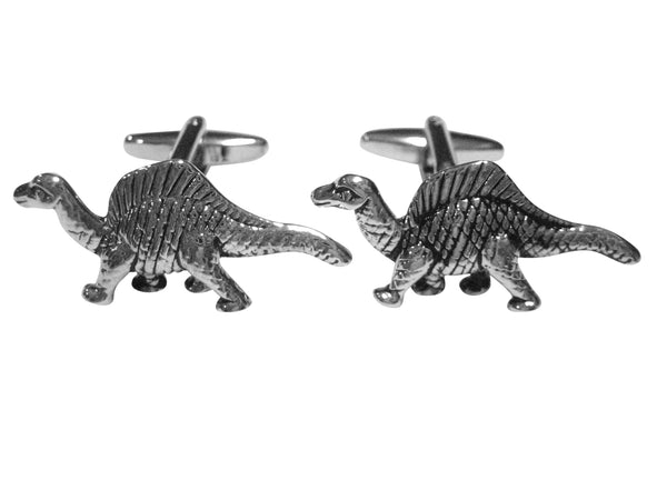 Silver Toned Spinosaurus Dinosaur Cufflinks