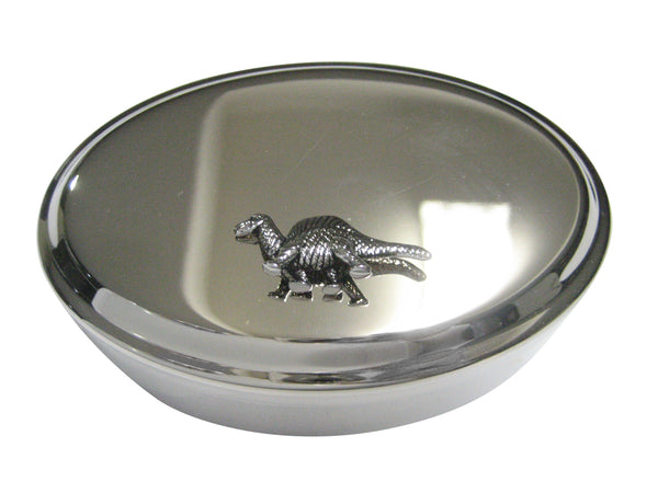 Silver Toned Spinosaurus Dinosaur Oval Trinket Jewelry Box