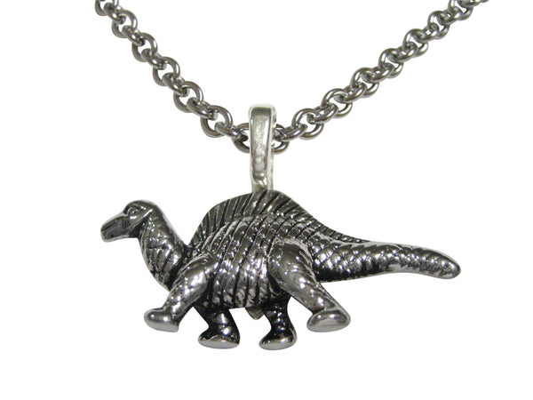 Silver Toned Spinosaurus Dinosaur Pendant Necklace