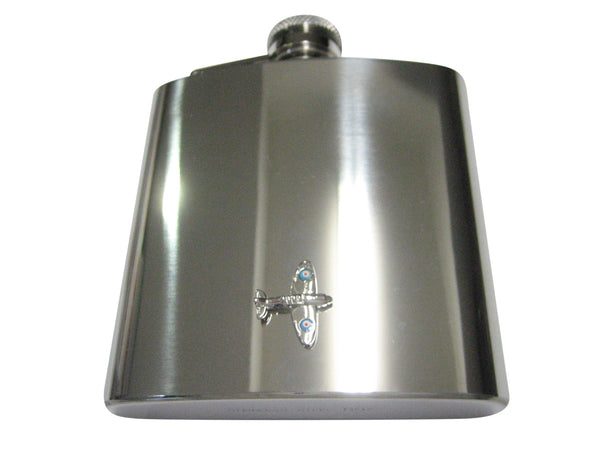 Silver Toned Spitfire Airplane 6oz Flask