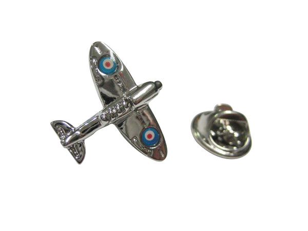Silver Toned Spitfire Airplane Lapel Pin