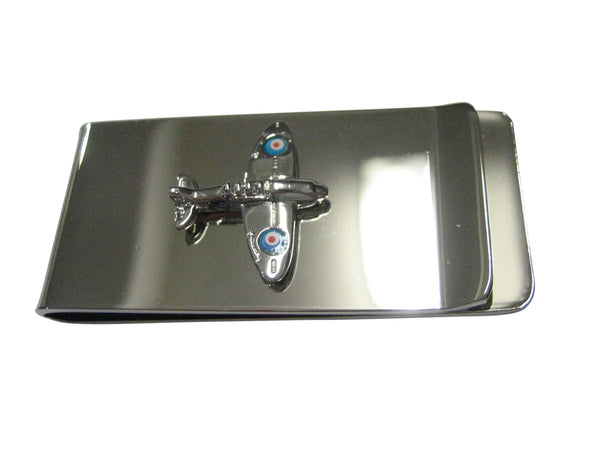 Silver Toned Spitfire Airplane Money Clip