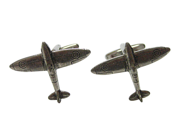 Silver Toned Spitfire Plane Cufflinks