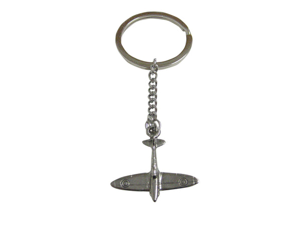 Silver Toned Spitfire Plane Pendant Keychain