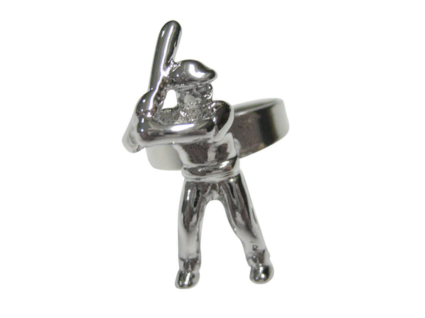 Silver Toned Sports Baseball Player Adjustable Size Fashion Ring