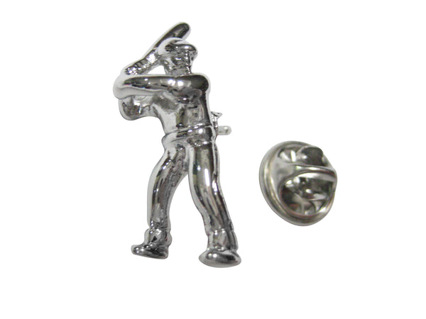 Silver Toned Sports Baseball Player Lapel Pin
