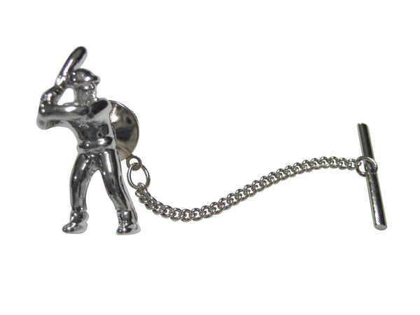 Silver Toned Sports Baseball Player Tie Tack