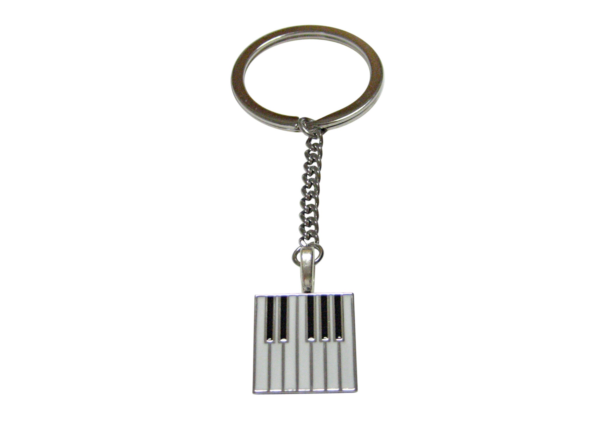 Silver Toned Square Piano Key Design Pendant Keychain - Kiola Designs