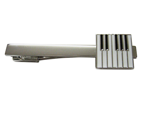 Silver Toned Square Piano Key Design Square Tie Clip