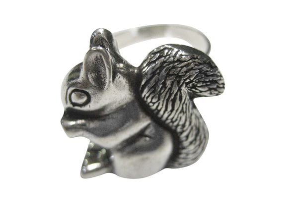 Silver Toned Squirrel Adjustable Size Fashion Ring