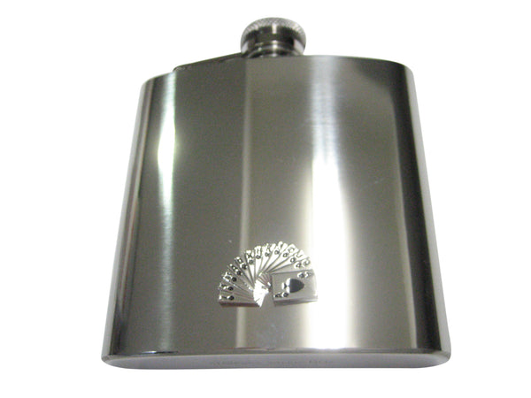 Silver Toned Stack of Cards 6oz Flask