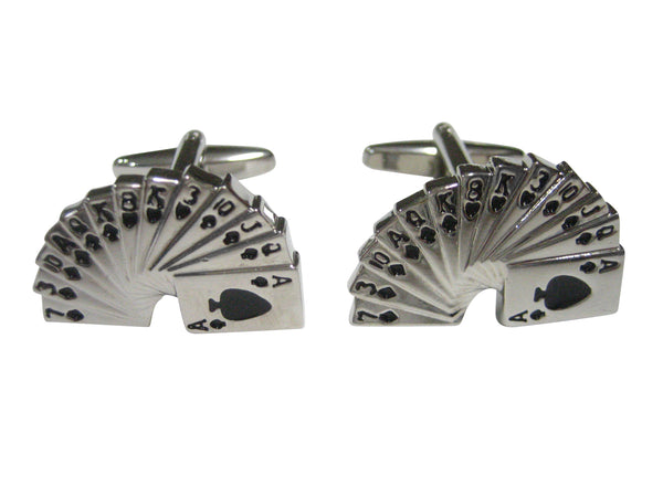 Silver Toned Stack of Cards Cufflinks