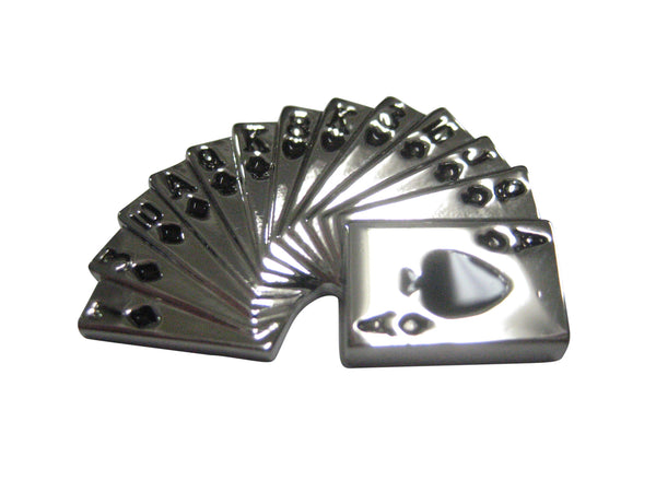 Silver Toned Stack of Cards Magnet