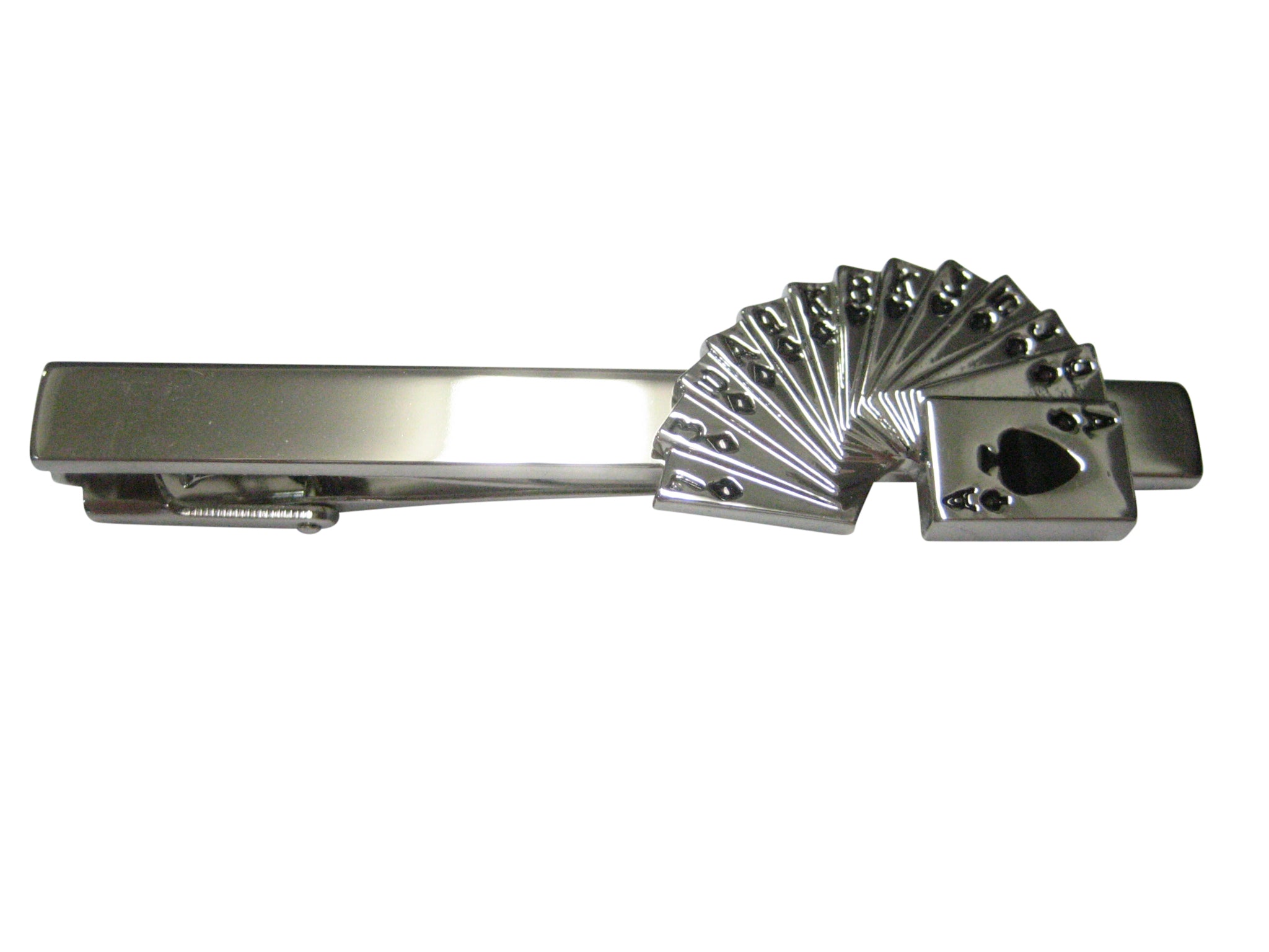 Silver Toned Stack of Cards Tie Clip