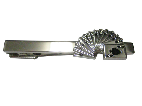 Silver Toned Stack of Cards Tie Clip