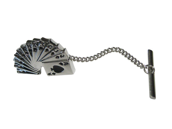 Silver Toned Stack of Cards Tie Tack