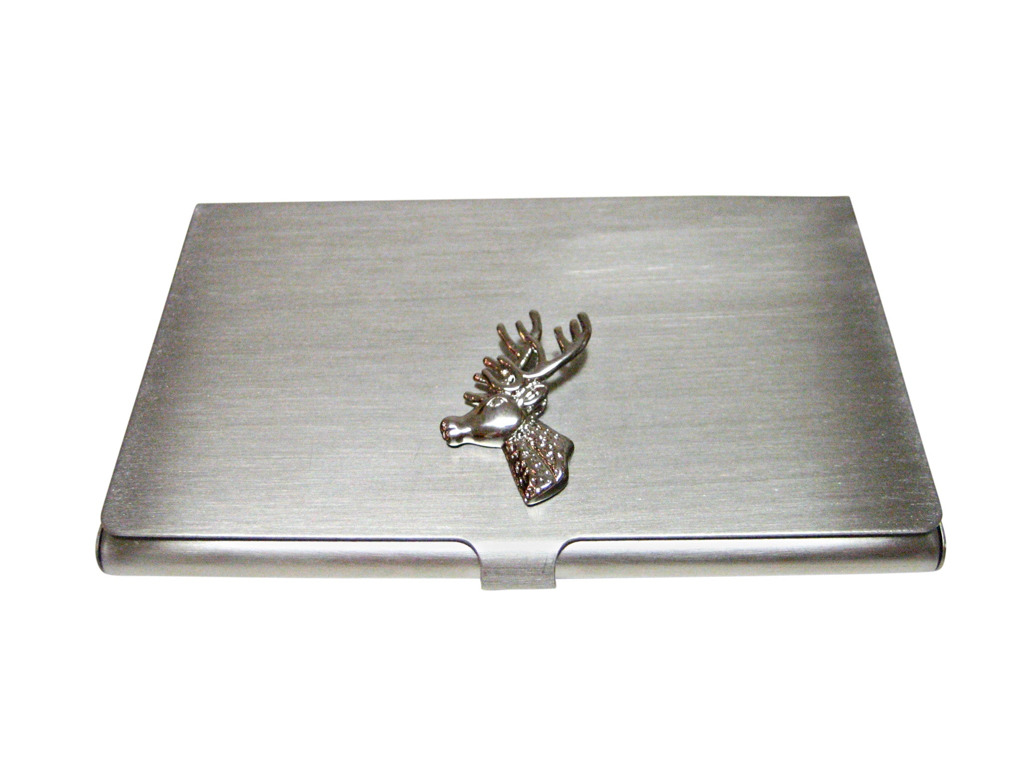 Silver Toned Stag Deer Head Business Card Holder