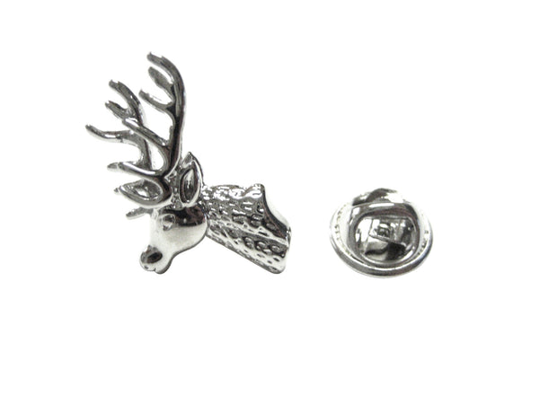 Silver Toned Shiny Stag Deer Head Lapel Pin