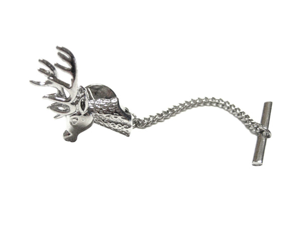 Silver Toned Shiny Stag Deer Head Tie Tack