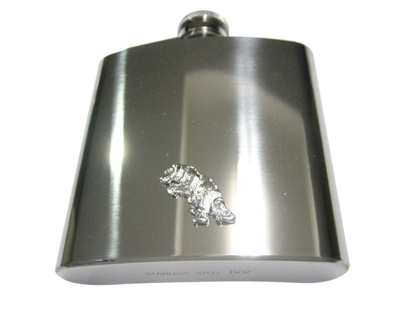 Silver Toned Standing Upright Bear 6oz Flask