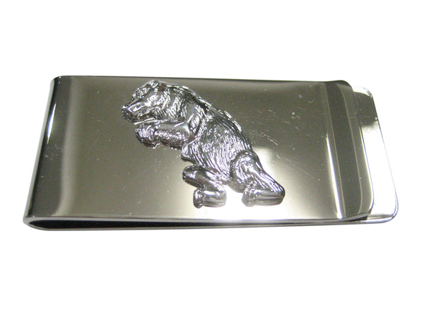 Silver Toned Standing Upright Bear Money Clip