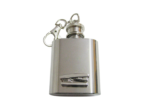 Silver Toned Stapler 1 Oz. Stainless Steel Key Chain Flask
