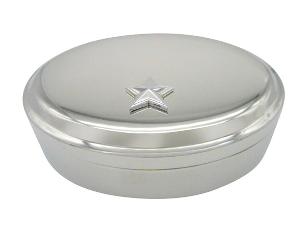 Silver Toned Star Oval Trinket Jewelry Box