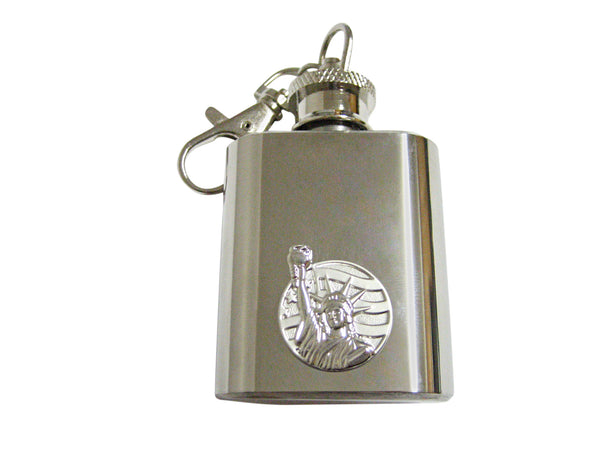 Silver Toned Statue of Liberty 1 Oz. Stainless Steel Key Chain Flask