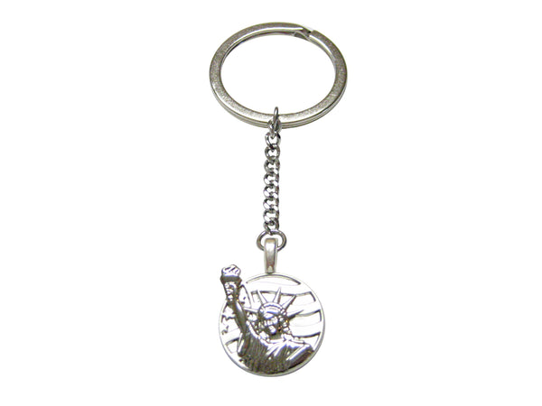 Silver Toned Statue of Liberty Pendant Keychain