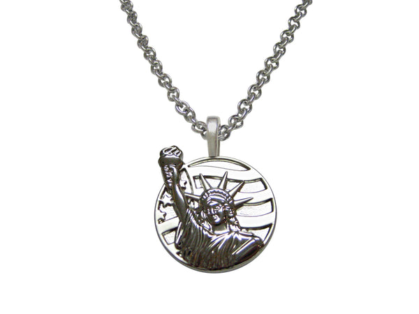Silver Toned Statue of Liberty Pendant Necklace