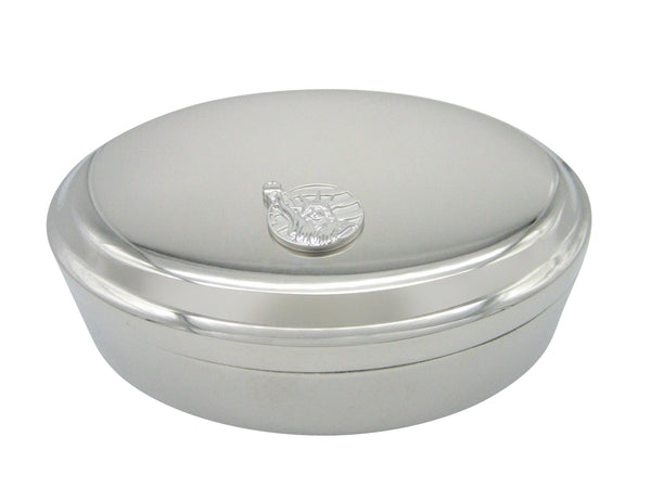 Silver Toned Statue of Liberty Pendant Oval Trinket Jewelry Box
