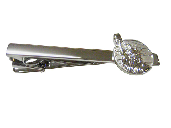Silver Toned Icornic Statue of Liberty Square Tie Clip