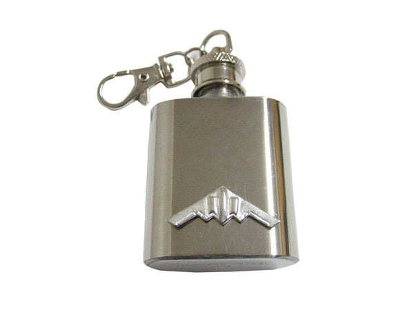 Silver Toned Stealth Bomber Plane 1 Oz. Stainless Steel Key Chain Flask