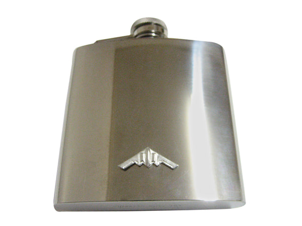 Silver Toned Stealth Bomber Plane 6 Oz. Stainless Steel Flask