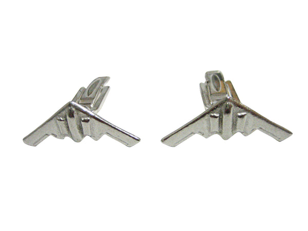 Silver Toned Stealth Bomber Plane Cufflinks