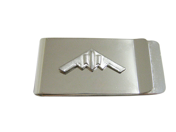 Silver Toned Stealth Bomber Plane Money Clip
