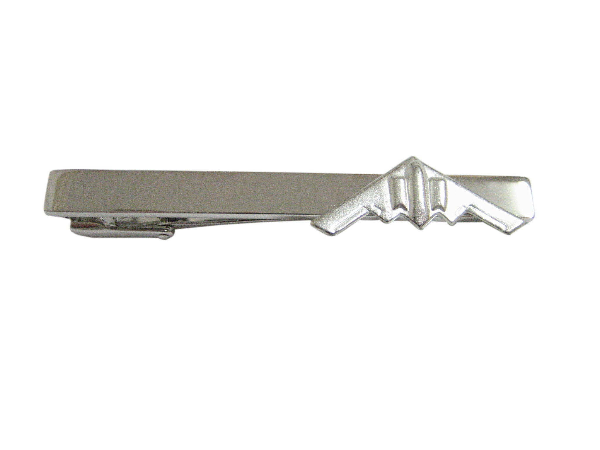 Silver Toned Stealth Bomber Plane Square Tie Clip