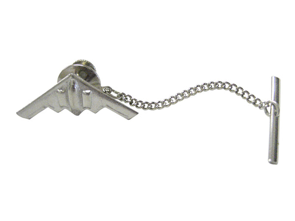 Silver Toned Stealth Bomber Plane Tie Tack