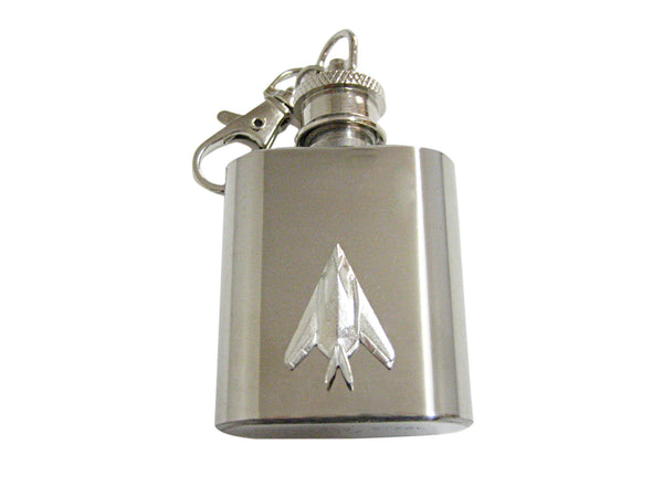 Silver Toned Stealth Fighter Plane 1 Oz. Stainless Steel Key Chain Flask