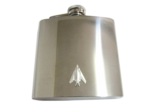 Silver Toned Stealth Fighter Plane 6 Oz. Stainless Steel Flask